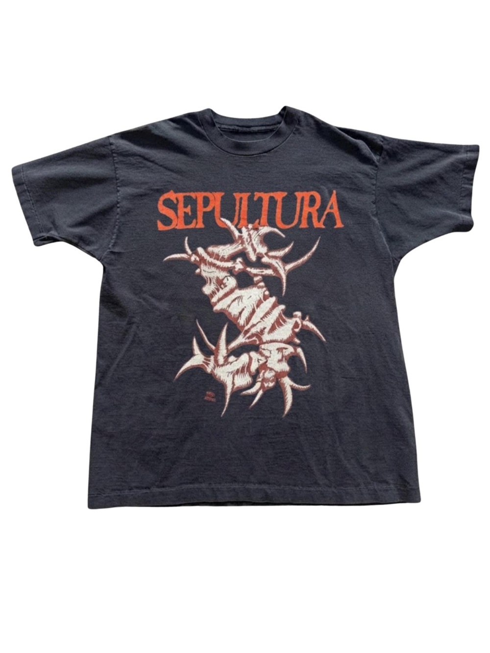 Gildan Black Graphic Band T-Shirt - Black with Orange Print